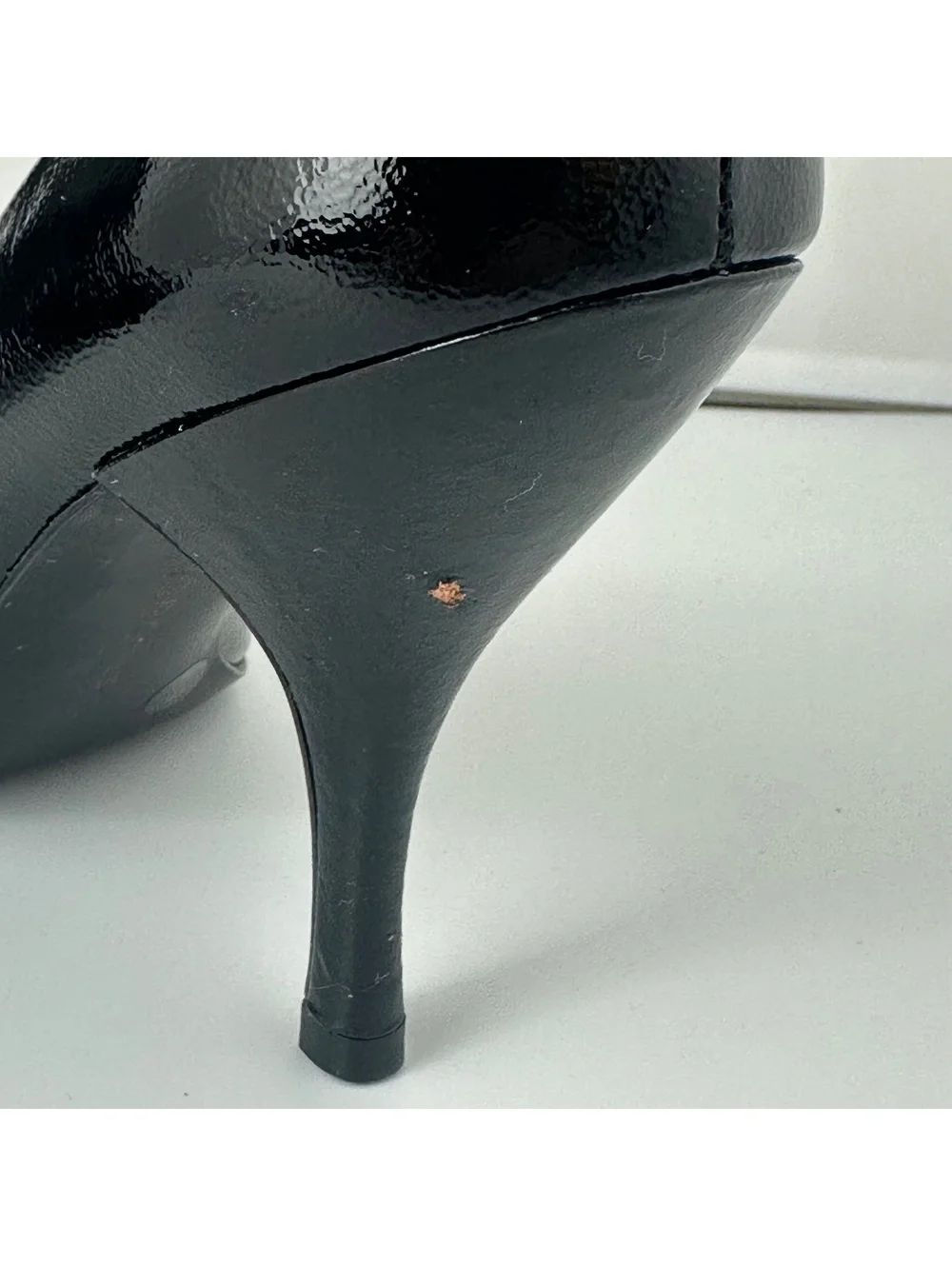 BCBGirls Black Patent Leather Peep Toe Stiletto Pumps – Classic Dress Heels 7